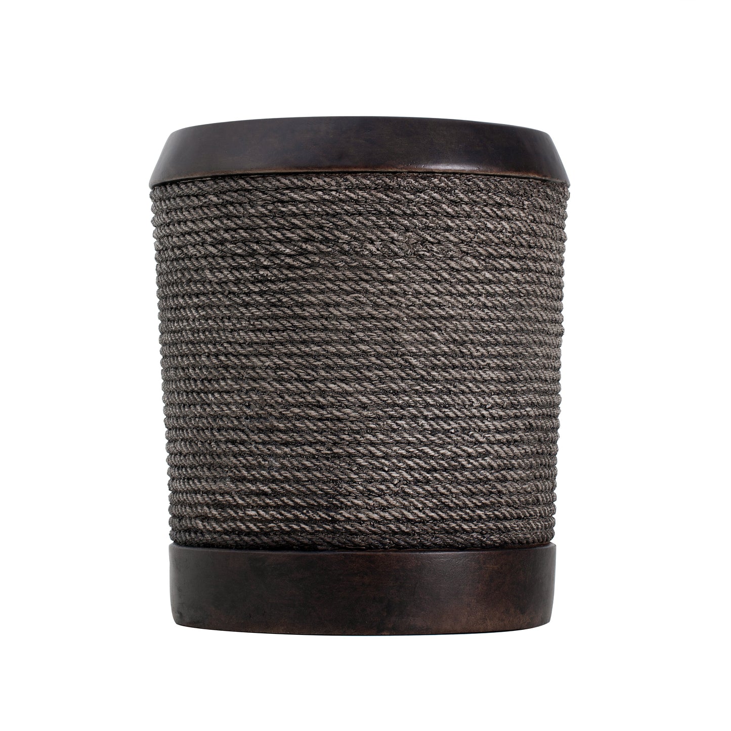 Outdoor Side Table MGO Braided Cord Cylinder Dark Brown 15.75x18in