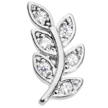 16G 1/4 Clear CZ Gem Leaf Internally Threaded Labret Tragus