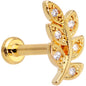 16G 5/16 Color CZ Gem Gold Tone Leaf Internally Threaded Labret