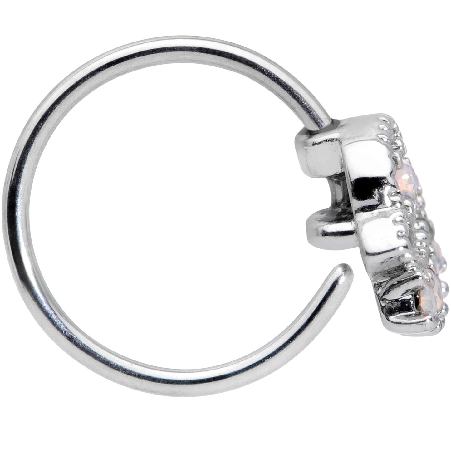 20G 5/16 White Faux Opal UFO Nose Hoop