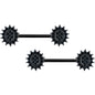 14G 5/8 Black Gem Black Oval Sunburst Barbell Nipple Ring Set