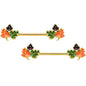 14G 9/16 Gold Tone Lovely Autumn Leaves Barbell Nipple Ring Set