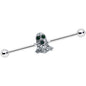14G Clear Black Gem Scary Ghost Halloween Industrial Barbell 38mm