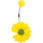 Yellow Daisy Flower Belly Ring