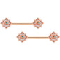 14G 9/16 Clear Gem Rose Gold Tone Evening Star Nipple Ring Set