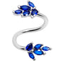 Blue Gem Leaf Cluster Spiral Twister Belly Ring