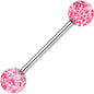 Grade 23 Titanium Red Glitter Ball Barbell Tongue Ring
