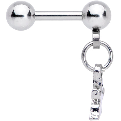 16G 1/4 Clear Gem Happy Ghost Halloween Dangle Cartilage Earring
