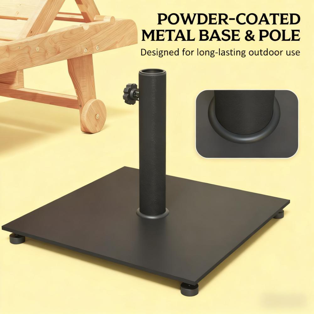 Patio Umbrella Stand Base 17.7" Square Black Heavy Duty