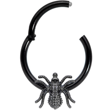 16G 3/8 Black Creepy Insect Halloween Hinged Segment Ring