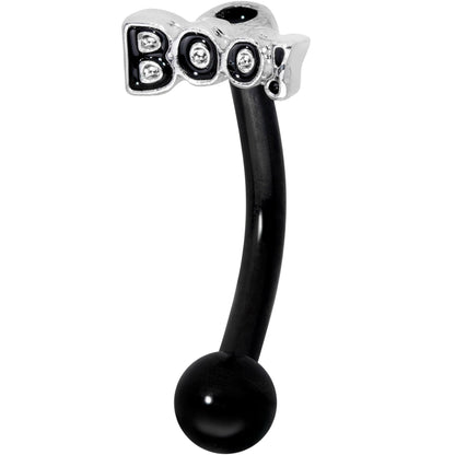 14G 5/16 Black Boo Halloween Curved Eyebrow Ring