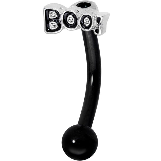 14G 5/16 Black Boo Halloween Curved Eyebrow Ring