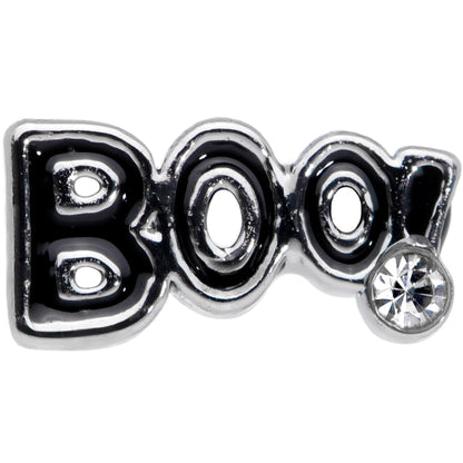 20G 1/4 Clear Gem Black Boo Halloween Nose Bone