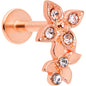 16G 5/16 Clear Gem Rose Gold Tone Butterfly Duo Labret Tragus