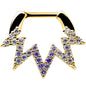 16G 5/16 Clear Purple Gem Gold Tone Lightning Cartilage Clicker