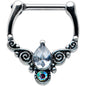 16G 5/16 Clear Aurora Gem Scrolling Drop Cartilage Clicker