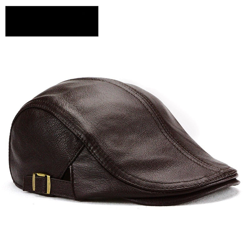 Mens Thin Korean-Style Leather Hat For Autumn And Winter Perfect For Middle-Aged And Older Gentlemen