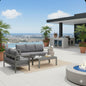 Outdoor Conversation Set 5 Seat Aluminum Gray Blue Cushion
