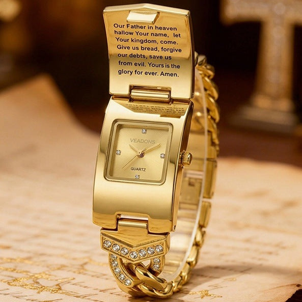 Cross-border Flip-top Cross Watch With Ladies Bracelet
