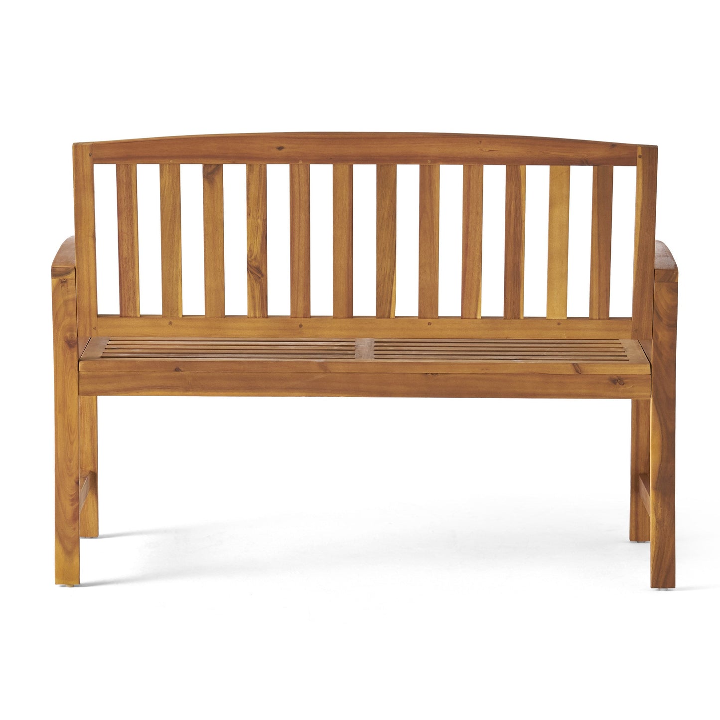 Outdoor Bench Acacia Wood Teak Finish Farmhouse Backrest 48.82x23.62 In 250 LB