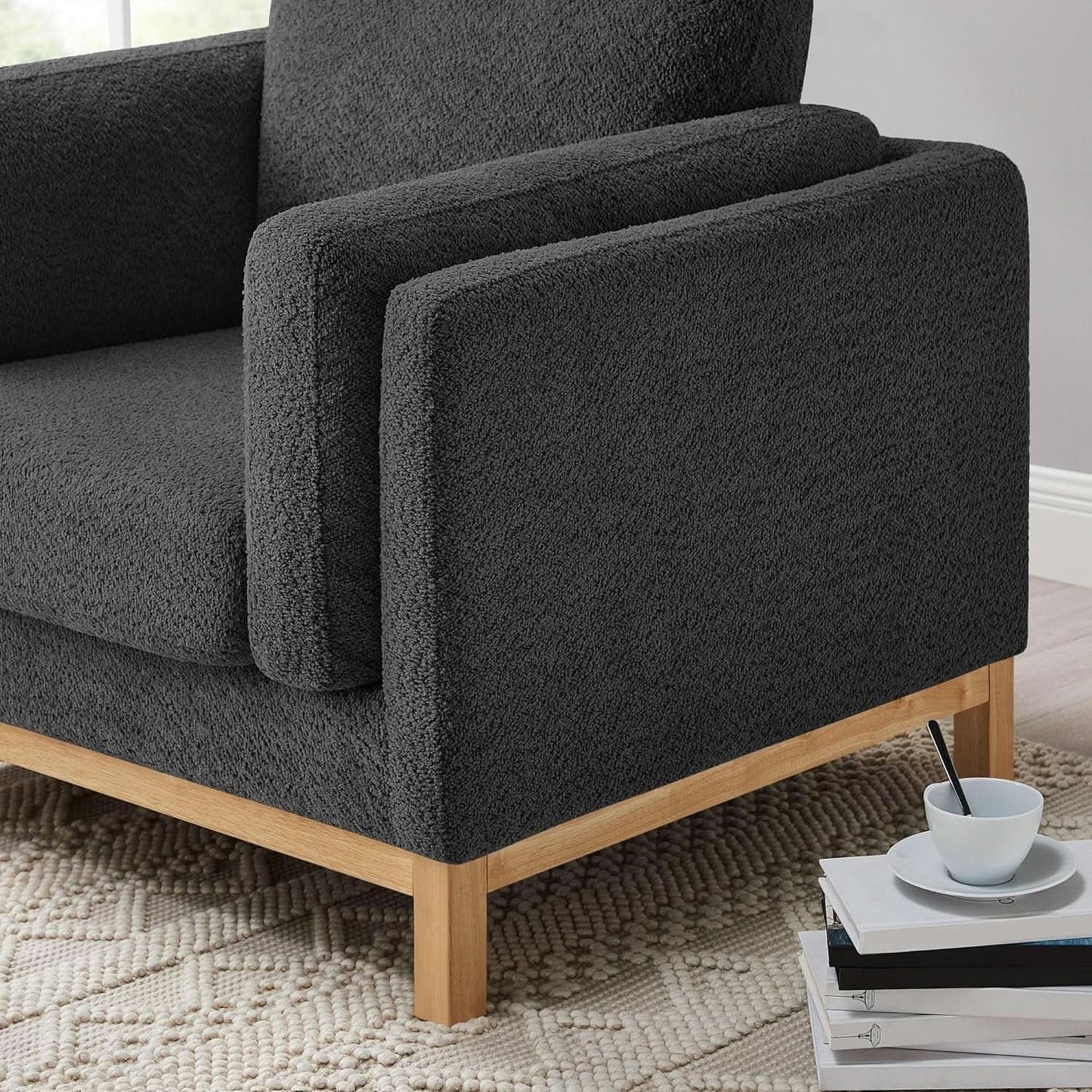 Oversized Accent Chair Dark Grey Upholstered Armchair