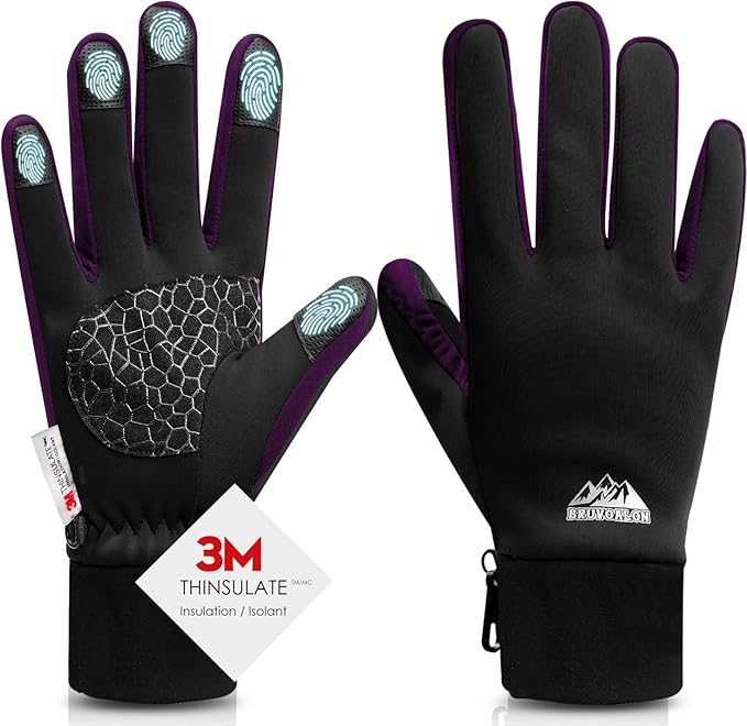 Bruvoalon Winter Gloves for Women & Men, 3M Thermal Insulation, Lycra Fabric, Windproof, Touchscreen, Anti-Slip, Cold Weather