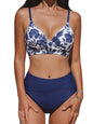 Women's High Waisted Bikini Set - V Neck Twist Front Two Piece Swimsuit with Adjustable Straps