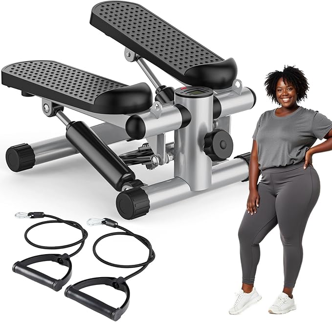 OLIXIS Steppers for Exercise at Home Workout Equipment, Mini Stepper Exercise Machine 300lbs, Twist Step with Resistance Bands, Cardio Weight Loss Equipment Home Fitness