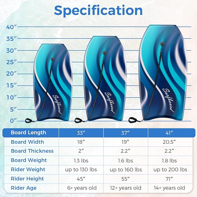 Goplus 41''/37''/33'' Lightweight Body Board for Beach, Surf Board with EPS Core, XPE Deck, HDPE Slick Bottom, Wrist Leash, Bodyboard for Kids Adults Surfing