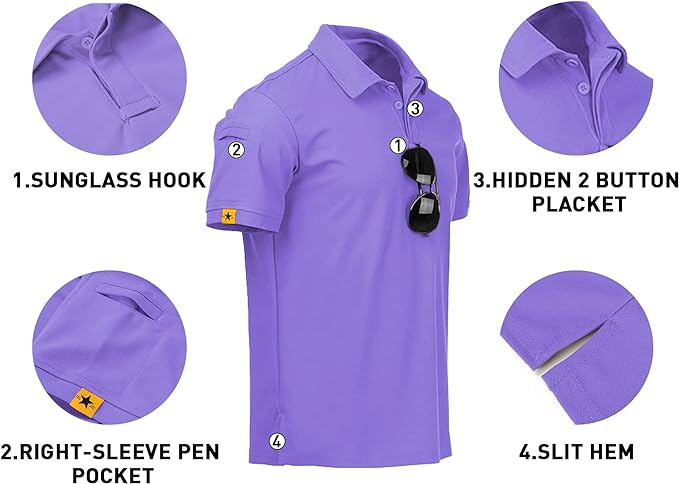 V VALANCH Mens Polo Shirts Short Sleeve Moisture Wicking Golf Polo Athletic Collared Shirt Tennis T-Shirt Tops
