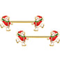 14G 9/16 Gold Tone Ice Skate Snowman Christmas Nipple Ring Set