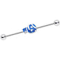 14G Blue White Mummy Halloween Industrial Barbell 38mm