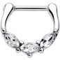 16G 5/16 Clear Gem Oval Trio Cartilage Clicker