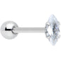 Clear CZ Gem Oval Top Barbell Tongue Ring