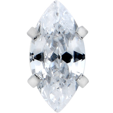 Clear CZ Gem Oval Top Barbell Tongue Ring