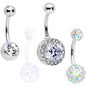 Clear Aurora Gem UV Glow Disco Belly Ring Set of 4