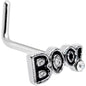 20G 7mm Clear Gem Black Boo Halloween L Shaped Nose Ring