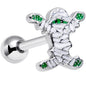 16G 1/4 Green White Mummy Halloween Cartilage Tragus Earring