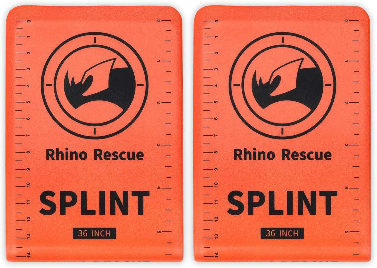 RHINO RESCUE Bundle-Vented Chest Seal, 4 Vents, Sterile Emergency Trauma Dressing, Occlusive Adhesive Pad+First Aid Splint 36" X 4.3" Orange-Gray, Keep Bones in Position (2, Folded)