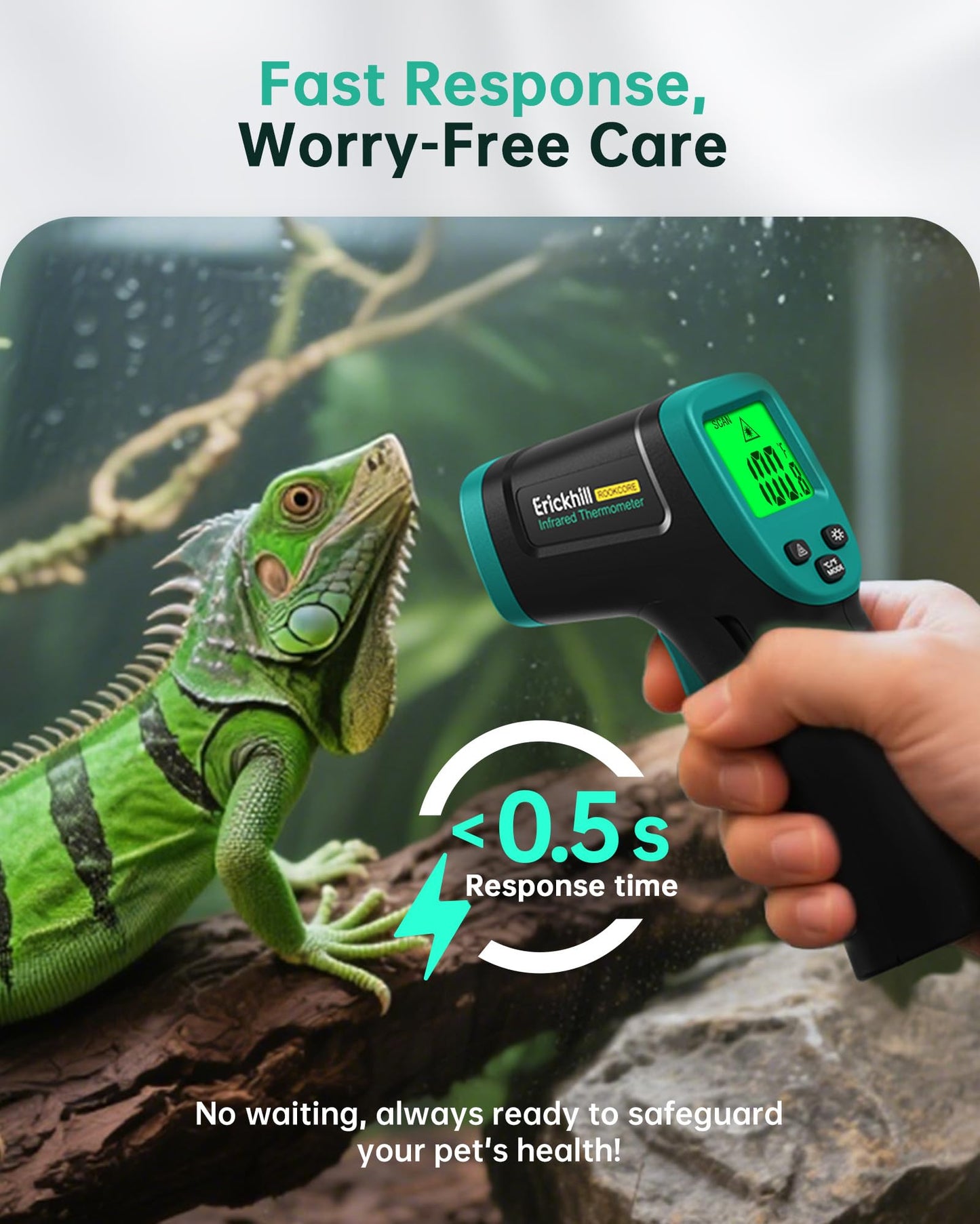 ERICKHILL ROOKMAX Infrared Thermometer Gun, Non-Contact Laser, Adjustable Emissivity, Color LCD, -58°F to 1472°F (-50°C to 800°C), for HVAC, Cooking & BBQ, Automotive, Freezer - Dark Green