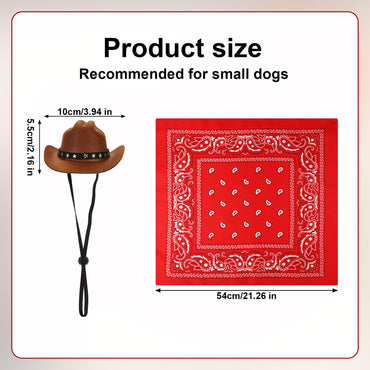 PEUTIER Haustier Cowboy Kostüm Hundehut & Halstuch Braun Rot Klein