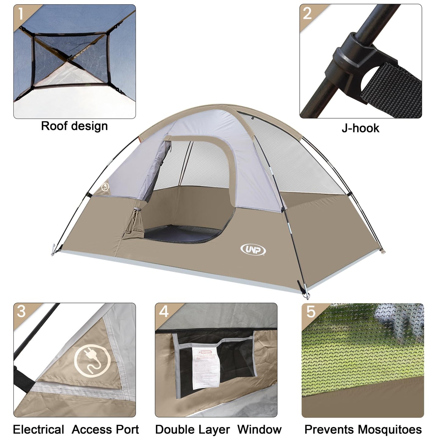 Camping Tent 2 Person, Waterproof Windproof Tent with Rainfly Easy Set up-Portable Dome Tents for Camping…