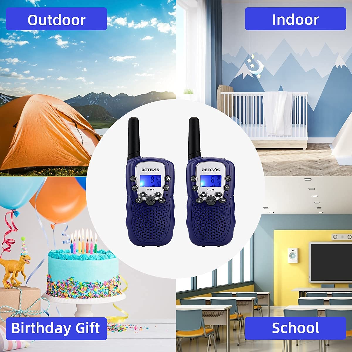 Retevis RT388 Walkie Talkies for Kids, Birthday Gifts for 6 7 8 9 10 11 12 Year Old Girls, 22 CH LCD Flashlight, Pink Walkie Talkies Christmas Gifts Toys for Girls(Pink, 2 Pack)