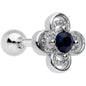 16G 1/4 Blue Gem Stylized Deco Cross Cartilage Tragus Earring