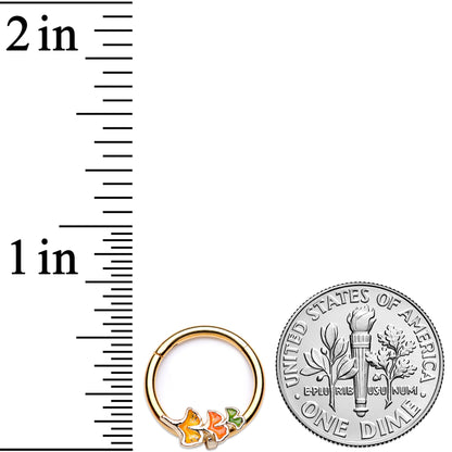 16G 3/8 Autumn Leaves Fall Hinged Segment Ring