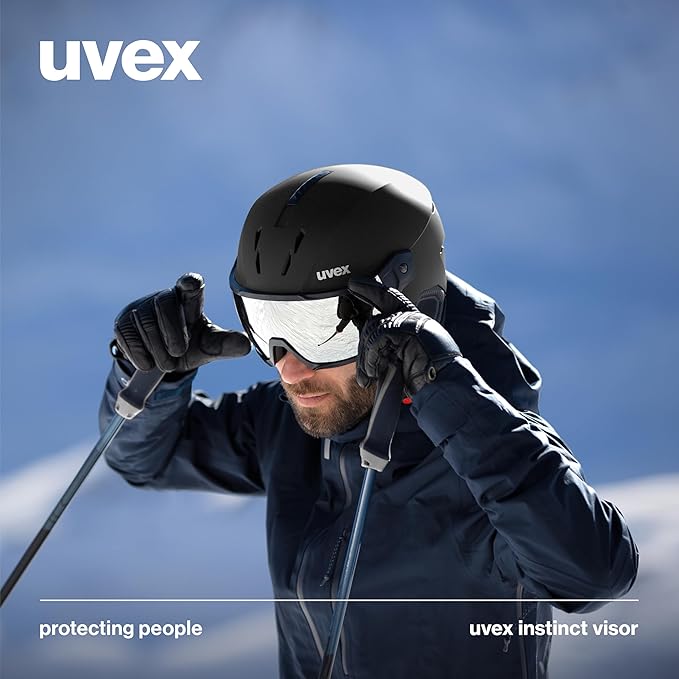 uvex Instinct Visor - Adjustable ski & Snowboard Helmet with Integrated Visor for Women & Men - Black Matte - Small