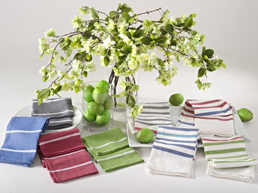 Fennco Styles Café Collection Striped Design Kitchen Cotton Towels 18"W x 28"L, Set of 4 - Grey Hand Towel for Home, Kitchen, Dining Table Decor, Banquet and Special Occasion