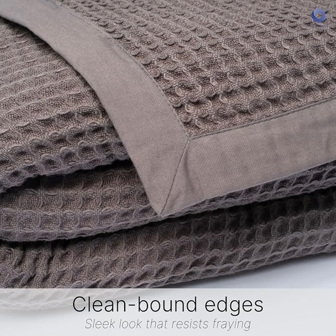 GOTS Certified Organic Cotton Waffle Weave Blanket, Queen Bed Size, 90"X90"Cozy Throw Blanket for Couch, Modern Home Decor, Throw Blankets,Waffle Blanket, Soft Bed Blankets -Charcoal Grey