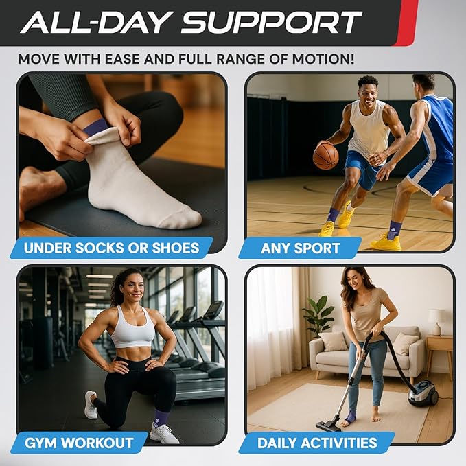 Sleeve Stars Ankle Brace for Women & Men, Ankle Wrap for Sprain, Compression Sleeve for Plantar Fasciitis Relief, Easy Customizable Support: w/ Removable Strap (Pair/M:10"-12"/Navy Blue)
