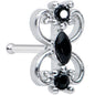 20G 1/4 Black Gem Art Deco Swirls Nose Bone